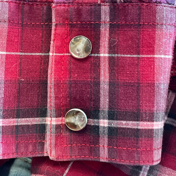 Mens ROPER Pearl Snap Red Black Plaid Long Sleeve Shirt sz 2XL - Picture 8 of 8